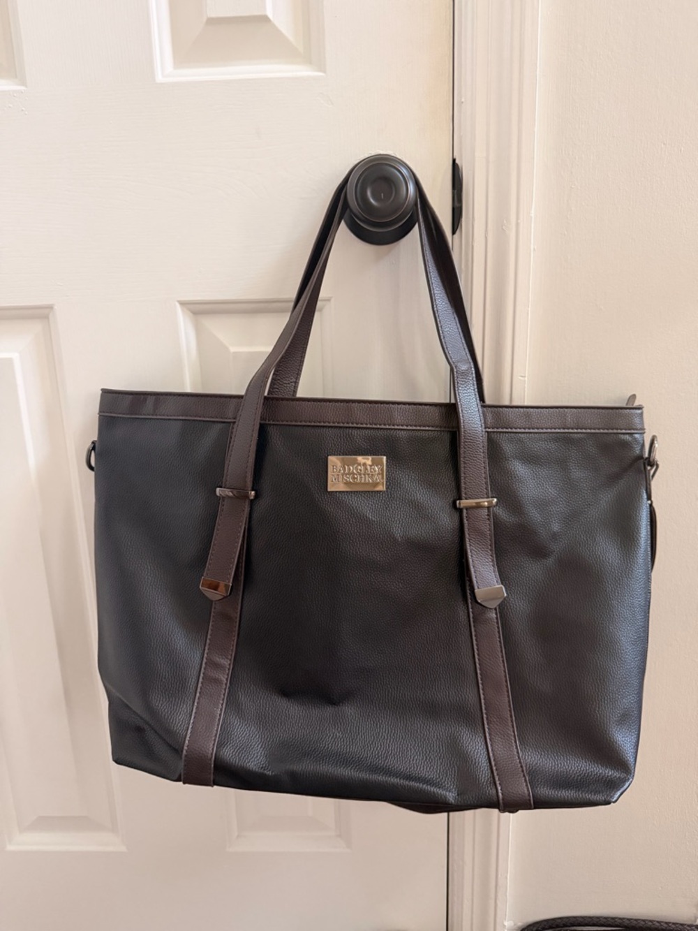 Badgley Mischka Black and Dark Brown Travel Tote